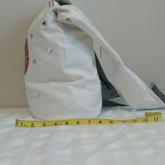 NWOT Handmade Basketball Orange/Black/White Embellished Crossbody Canvas Bag - Picture 4 of 8